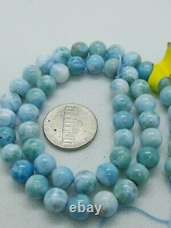 100% Natural LARIMAR Blue Gemstone Round Beads Rare 8mm AAA 15.5