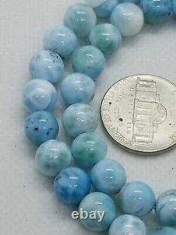 100% Natural LARIMAR Blue Gemstone Round Beads Rare 8mm AAA 15.5