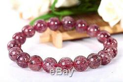 10MM Rare 5A Natural Strawberry Quartz Crystal Round Beads Bracelet GIFT BL9673c