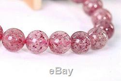 10.5MM Rare 6A Natural PinkStrawberry Quartz Crystal Round Bracelet GIFT BL9677c