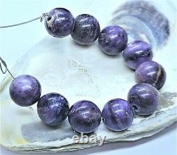 10 NATURAL UNTREATED AFRICAN PURPLE SUGILITE ROUND BEADS 10mm 85cts 3.8 RARE