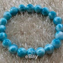 10mm Natural Larimar Blue Gemstone Round Beads Rare Bracelet Dominica AAAAA