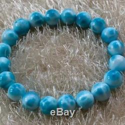 10mm Natural Larimar Blue Gemstone Round Beads Rare Bracelet Dominica AAAAA