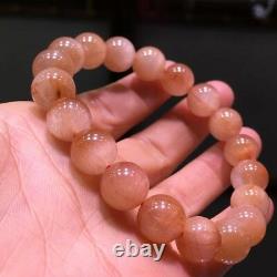 10mm Rare Natural Pink Rabbit hair Quartz Crystal Round Beads Bracelet AAAA