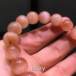 10mm Rare Natural Pink Rabbit hair Quartz Crystal Round Beads Bracelet AAAA