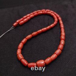 115 CRT Rare Italy Red Coral Beads Gemstone-Vintage Coral Drum Shape Loose Beads
