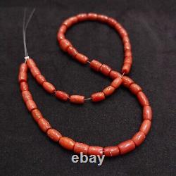 115 CRT Rare Italy Red Coral Beads Gemstone-Vintage Coral Drum Shape Loose Beads