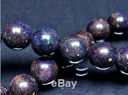11MM Rare 7A Hight class Natural Black opal Round Beads Bracelet GIFT BL9979c