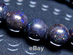 11MM Rare 7A Hight class Natural Black opal Round Beads Bracelet GIFT BL9979d