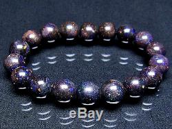 11MM Rare 7A Hight class Natural Black opal Round Beads Bracelet GIFT BL9979d