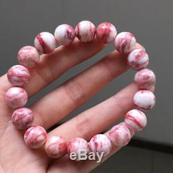 11.5mm Rare Natural Cinnabar bloodstone Gemstone Round Beads Bracelet AAAA