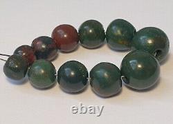 11 Ancient Rare Persian Green Jasper Stone Beads