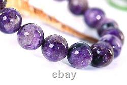 12MM Rare 5A Natural Russian Charoite Round Beads Bracelet GIFT BL2199d