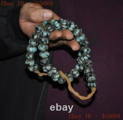 12Rare China Tibetan Buddhism Strange stone carved Buddha beads amulet necklace