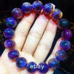 12.5mm Genuine Natural Starlight Auralite Crystal Beads Rare Bracelet AAAA