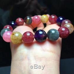 12.5mm Natural Colorful Auralite 23 Canada Crystal Beads Rare Bracelet AAAA