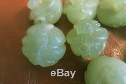12 Rare Antique Vintage Chinese Carved Celadon Jade Zodiac Beads 18mm