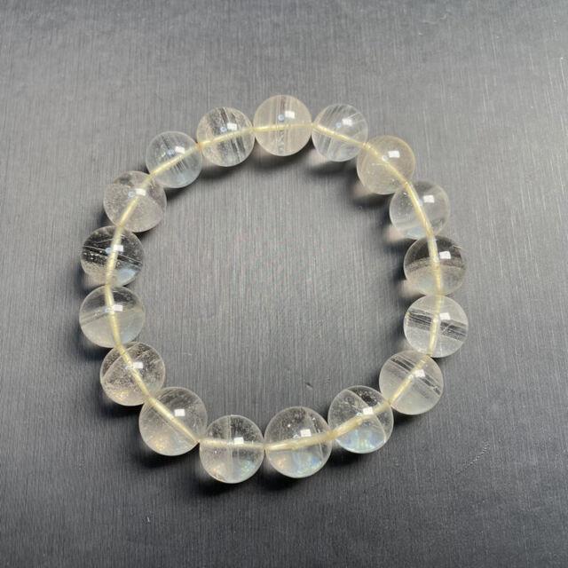 12mm 44.6g Top Rare Natural White Phantom Quartz Crystal Gemstone Beads Bracelet