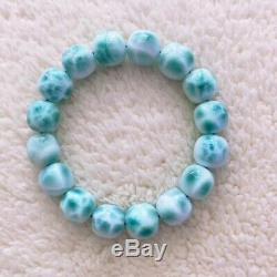12x11mm Natural Larimar Blue Gemstone Round Beads Rare Bracelet Dominica AAAAA