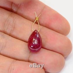 13.75CT RARE 100% Natural Longido Red Ruby Smooth Teardrop Briolette Bead FOCAL