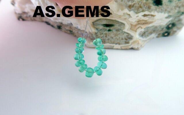 13 Rare Natural Gem Aaaaa Zambian Emerald Smooth Rondelle 3.3-4mm Beads 3.55cts