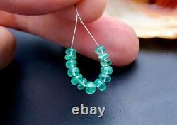 13 Rare Natural Gem AAAAA Zambian Emerald Smooth Rondelle 3.3-4mm Beads 3.55cts