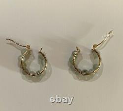 14K Gold & Jade Beads Hoop Earrings Rare Elegant New