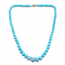 14K White G Over 35.9Ct AAAA Rare Sleeping Beauty Turquoise Beaded 20 Necklace