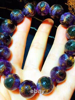 14.2mm Genuine Natural Auralite Crystal Beads Rare Bracelet AAAA