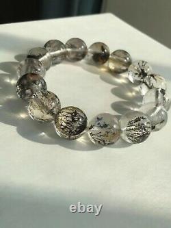 14.3mm Rare Natural Viewing Stone Tree Quartz Crystal Gemstone Bracelet AAA