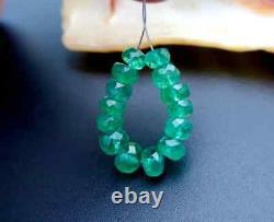 14 Pc Rare Natural Gem AAAA Zambian Emerald Faceted Rondelle 4-5mm Beads 7.20cts