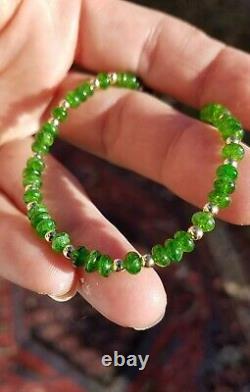 14k Gold 5mm RARE Emerald Green Russian Chrome Diopside Bead Bracelet ALL SIZES