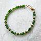 14k Solid Gold 5mm Rare Emerald Green Russian Chrome Diopside Bead Bracelet