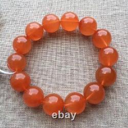 15.3mm Rare Natural Red Rabbit hair Quartz Crystal Round Beads Bracelet AAAA