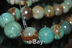15.5 Rare Old Stock/AAAAGenuine HUBEI TURQUOISE Graduated Round Beads M1296