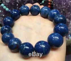 15mm Natural Blue Shattuckite Gemstone Bead Bracelet Rare
