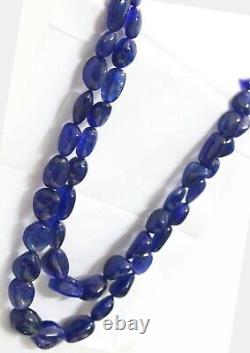 1620 TCW Natural blue Tanzanite Necklace Tumbles Beads certified estate vintage