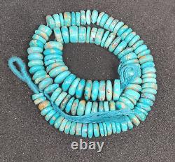 16Inches Rare American Blue Turquoise Tyre Shape Smooth Beads, Natural Gemstone