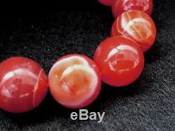 16MM Rare 5A Natural Red Browned Clairvoyant Agate Round Bracelet GIFT BL1307c
