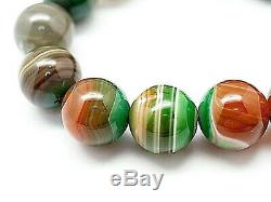16MM Rare 6A Natural Green Browned Clairvoyant Agate Round Bracelet GIFT BL9019d