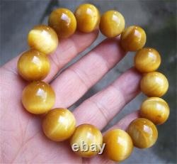 16.2MM Rare Natural Yellow Tiger Eye Stone Jade Beads Bracelets