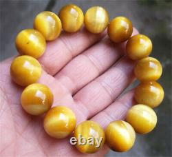 16.2MM Rare Natural Yellow Tiger Eye Stone Jade Beads Bracelets