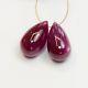 17.55ct Rare 100% Natural Longido Red Ruby Smooth Teardrop Briolette Beads Pair