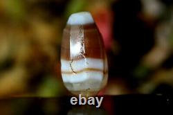 17x10 mm Very Rare Tibetan Ancient Agate Pendent, Est 1000 Y/O Dzi Banded Bead