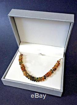18K YG Natural Multi Color Rare Dravite Tourmaline Briolette Shape Bead Necklace