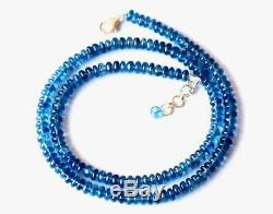 18 Natural Rare Kyanite Beads Rondelle Solid 925 Silver Necklace #d14247