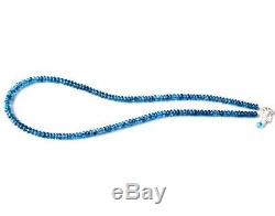 18 Natural Rare Kyanite Beads Rondelle Solid 925 Silver Necklace #d14247