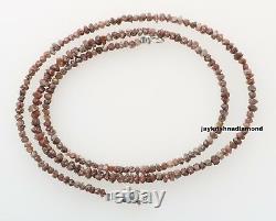 20.12 ct Rare Natural Red Rough Loose Diamond Beads 16 Necklace. Silver Clasp