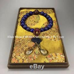 20mm Rare China Natural Lapis lazuli Stone Buddha 18 Beads Bracelet Bangle