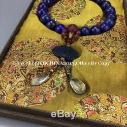20mm Rare China Natural Lapis lazuli Stone Buddha 18 Beads Bracelet Bangle
